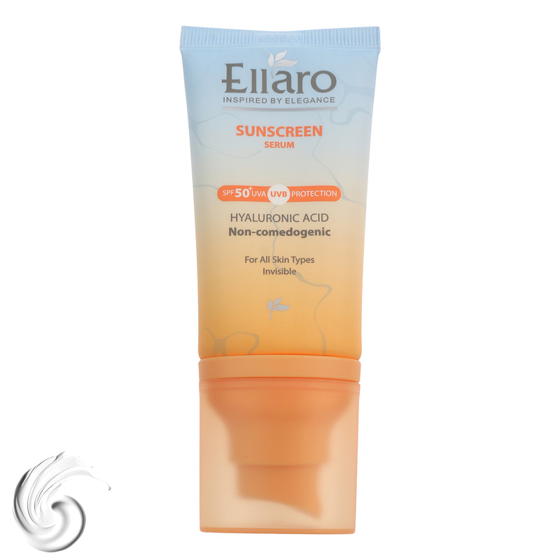 کرم ضد آفتاب بی‌رنگ صورت الارو SPF 50 مدل Hyaluronic acid ‌محافظ در برابر اشعه UVA و UVB مناسب برای انواع پوست حجم 40 میلی‌لیتر