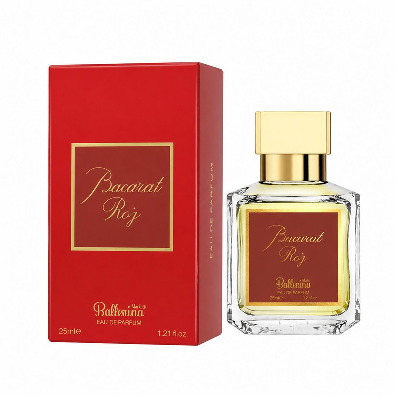 عطر جیبی بالرینا مدل Bacarat Roj با رایحه تند حجم 25 میلیلیتر