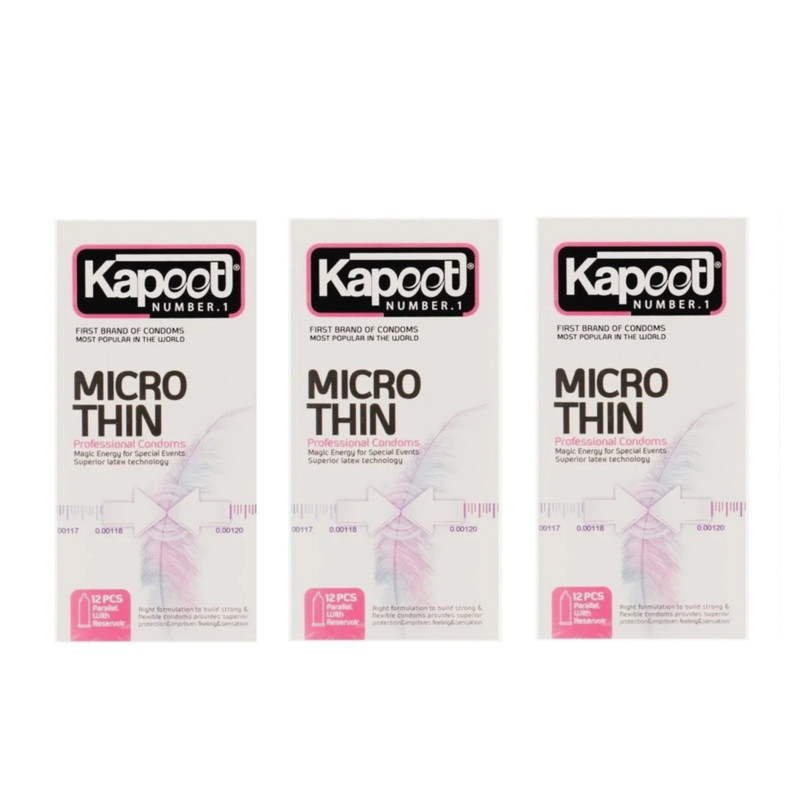 کاندوم  کلاسیک کاپوت مدل MICRO THIN سه بسته 12 عددی