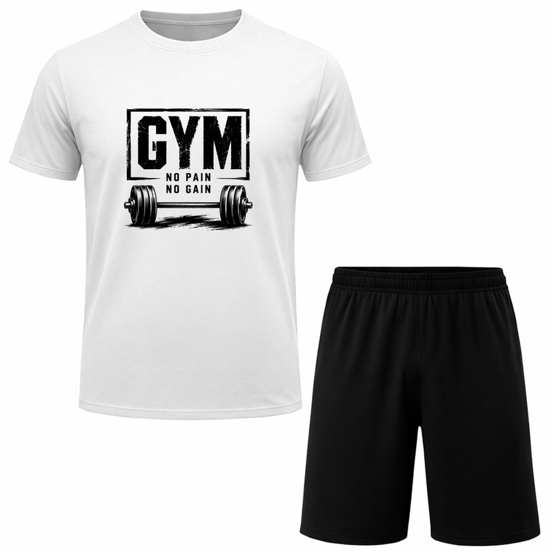ست تی‌شرت آستین کوتاه و شلوارک راحتی مردانه مدل GYM A175