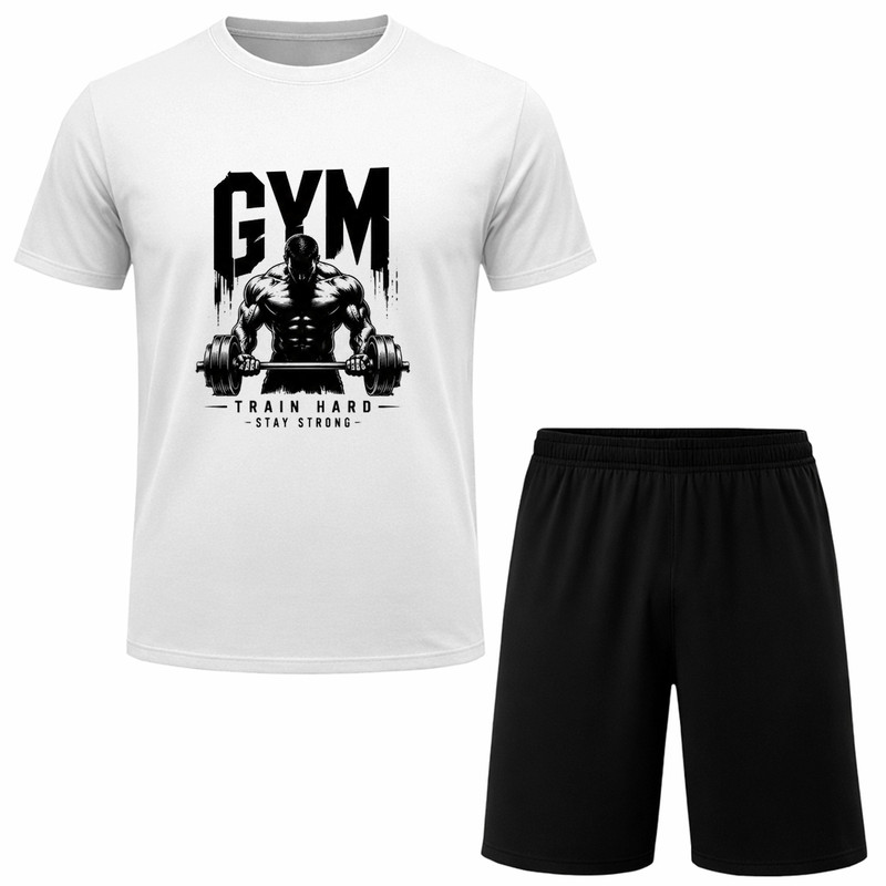 ست تی‌شرت آستین کوتاه و شلوارک راحتی مردانه مدل GYM A164
