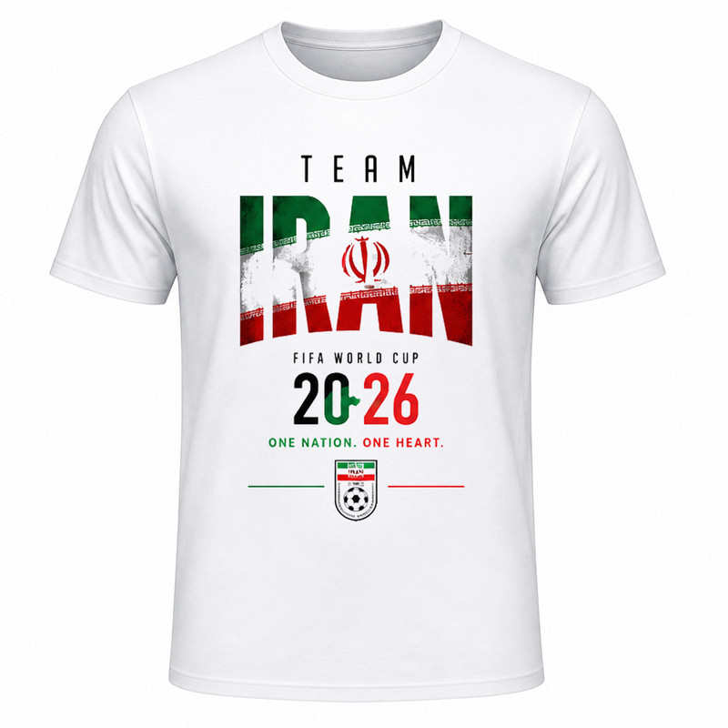 تی‌شرت آستین کوتاه یقه گرد مردانه مدل A05 طرح جام جهانی 2026 ایران