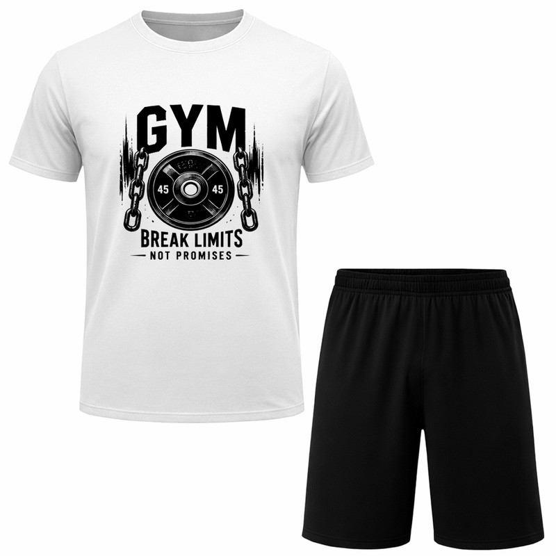 ست تی‌شرت آستین کوتاه و شلوارک راحتی مردانه مدل GYM A162