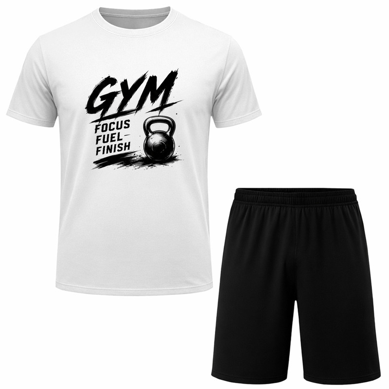 ست تی‌شرت آستین کوتاه و شلوارک راحتی مردانه مدل GYM A169
