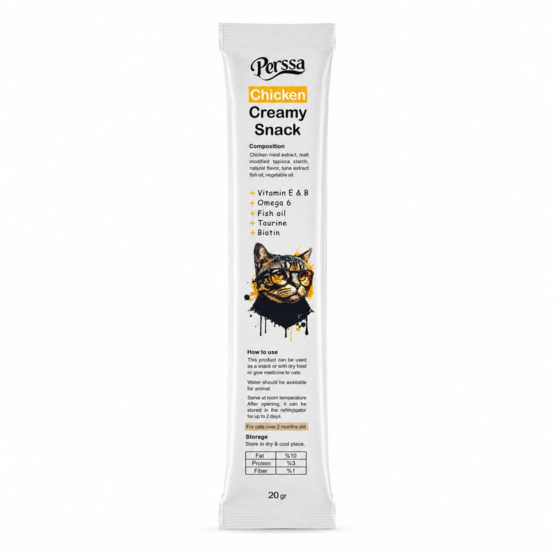 بستنی گربه پرسا مدل Creamy طعم مرغ وزن 20 گرم