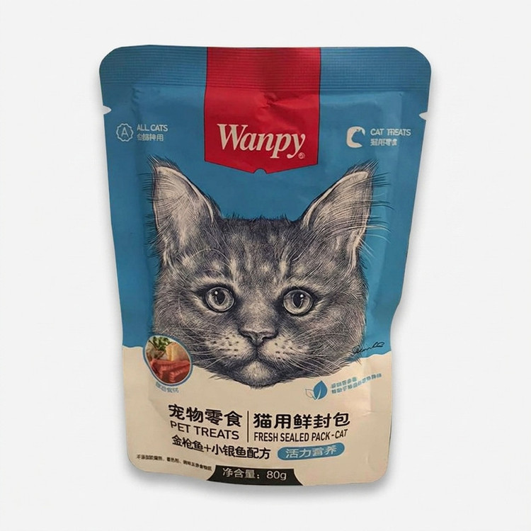 پوچ گربه ونپی مدل سفارش چین با طعم مرغ و ماهی وزن 80 گرم