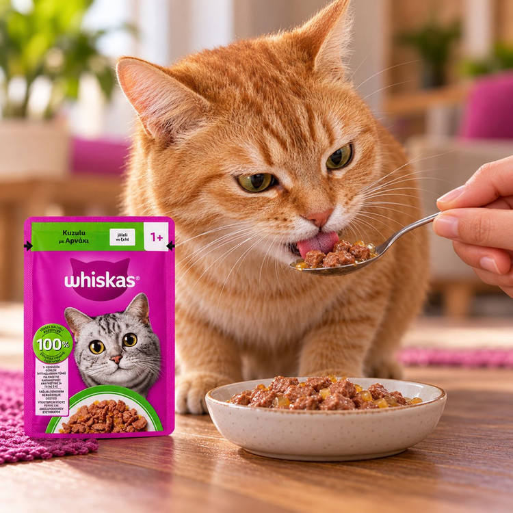 پوچ گربه بالغ ویسکاس مدل ژلی طعم بره وزن 85 گرم