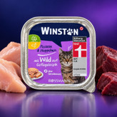 کنسرو گربه بالغ وینستون مدل Pate طعم گوشت شکار و پرندگان وزن 100 گرم