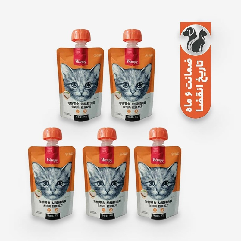 تشویقی گربه ونپی مدل ماهی کاد و مرغ وزن 450 گرم بسته 5 عددی
