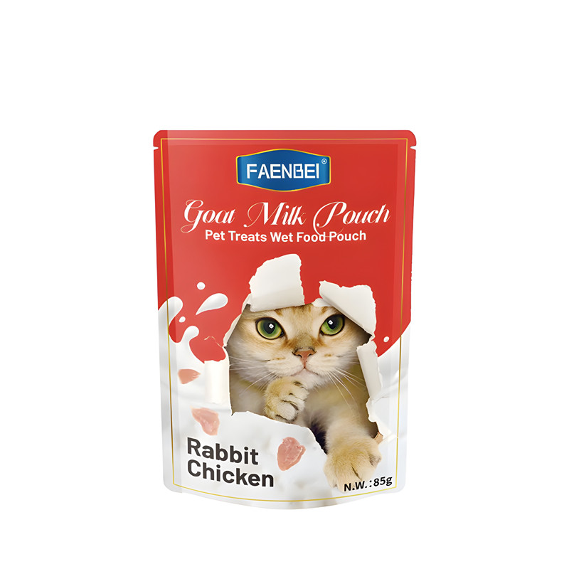 پوچ گربه بالغ فنبی مدل Goat Milk طعم خرگوش و مرغ وزن 85 گرم