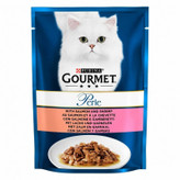 پوچ گربه بالغ گورمت مدل Perle Gravy طعم ماهی سالمون و میگو وزن 85 گرم