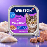 کنسرو گربه بالغ وینستون مدل Fine Pate طعم ماهی سفید وزن 100 گرم