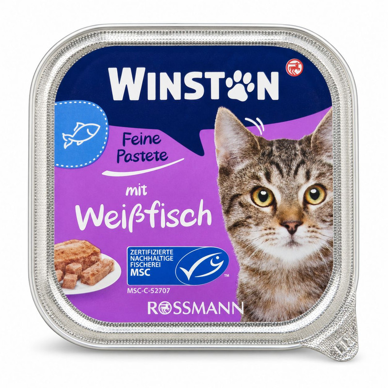 کنسرو گربه بالغ وینستون مدل Fine Pate طعم ماهی سفید وزن 100 گرم