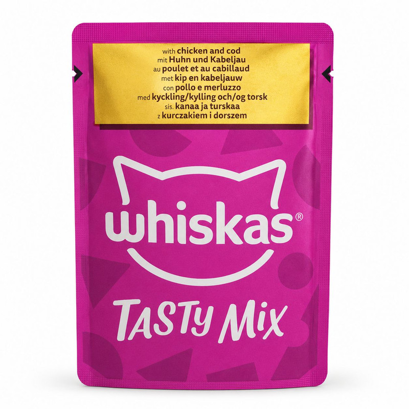 پوچ گربه بالغ ویسکاس مدل Tasty Mix طعم مرغ و ماهی کاد وزن ۸۵ گرم