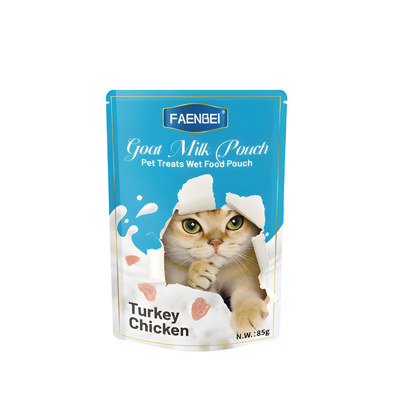 پوچ گربه بالغ فنبی مدل Goat Milk طعم مرغ و بوقلمون وزن 85 گرم