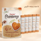 بستنی گربه بالغ دنتالایت مدل Caviar Creamy طعم خاویار و مرغ وزن 50 گرم