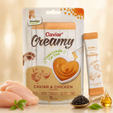 بستنی گربه بالغ دنتالایت مدل Caviar Creamy طعم خاویار و مرغ وزن 50 گرم