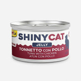 کنسرو غذای گربه بالغ جیم کت مدل ShinyCat Tuna & Chicken in Jelly طعم ماهی تن و مرغ وزن 70 گرم