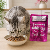 پوچ گربه بالغ ویسکاس مدل Tasty Mix طعم ماهی و هویج وزن ۸۵ گرم
