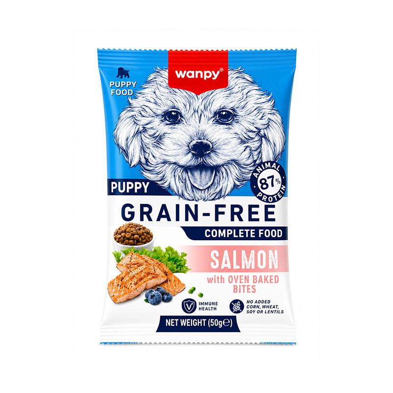 غذای خشک توله سگ ونپی مدل Grain Free Puppy Salmon با طعم سالمون وزن 50 گرم