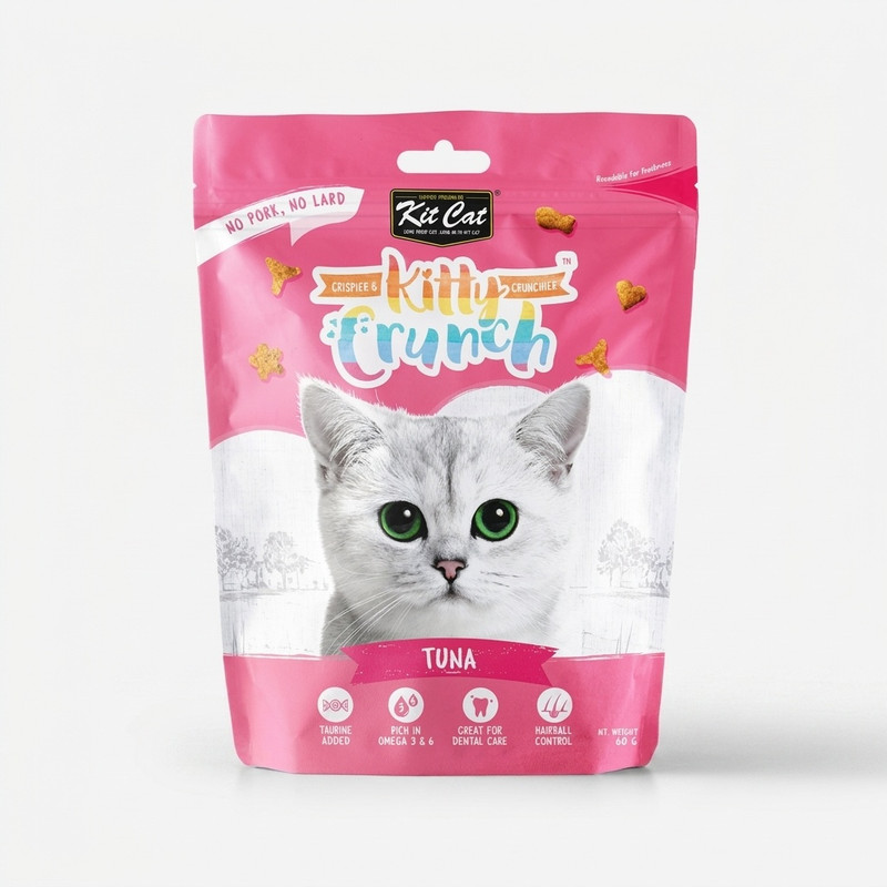 تشویقی بچه گربه کیت کت مدل Kitty Crunch طعم ماهی تن وزن 60 گرم