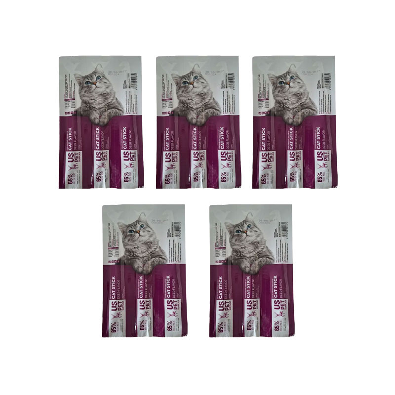 تشویقی گربه یو اس پت مدل Cat Stick طعم گوزن بسته 15 عددی