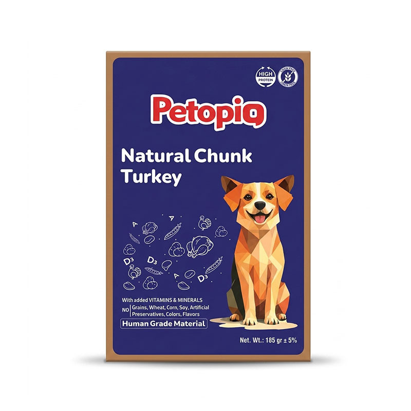پوچ سگ پتوپیا مدل Turkey Flavored Meat Chunks طعم بوقلمون وزن ۱۸۵ گرم