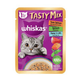 پوچ گربه ویسکاس مدل Tasty Mix in Jelly طعم ماهی تن، سالمون و اسفناج وزن ۷۰ گرم