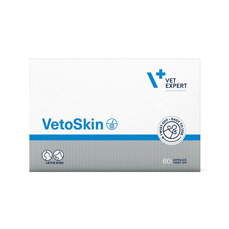 مکمل سگ و گربه وت اکسپرت مدل Vetoskin Skin Coat Supplement مناسب پوست و مو بسته 60 عددی