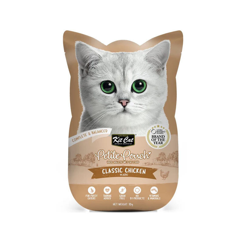 پوچ گربه بالغ کیت کت مدل Petite طعم مرغ کلاسیک وزن 70 گرم