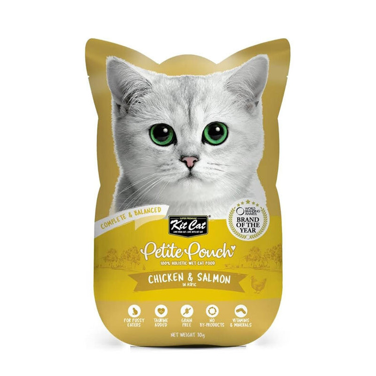پوچ گربه کیت کت مدل Petite طعم مرغ و ماهی سالمون وزن 70 گرم