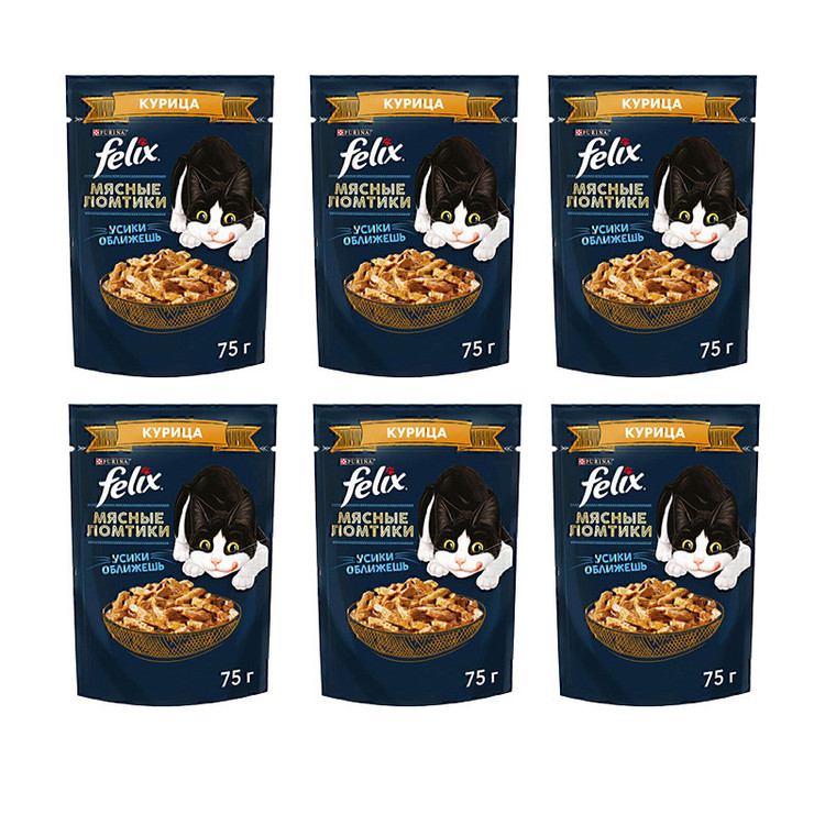 پوچ گربه فلیکس مدل in Sauce با طعم فیله مرغ وزن 410 گرم بسته 6 عددی