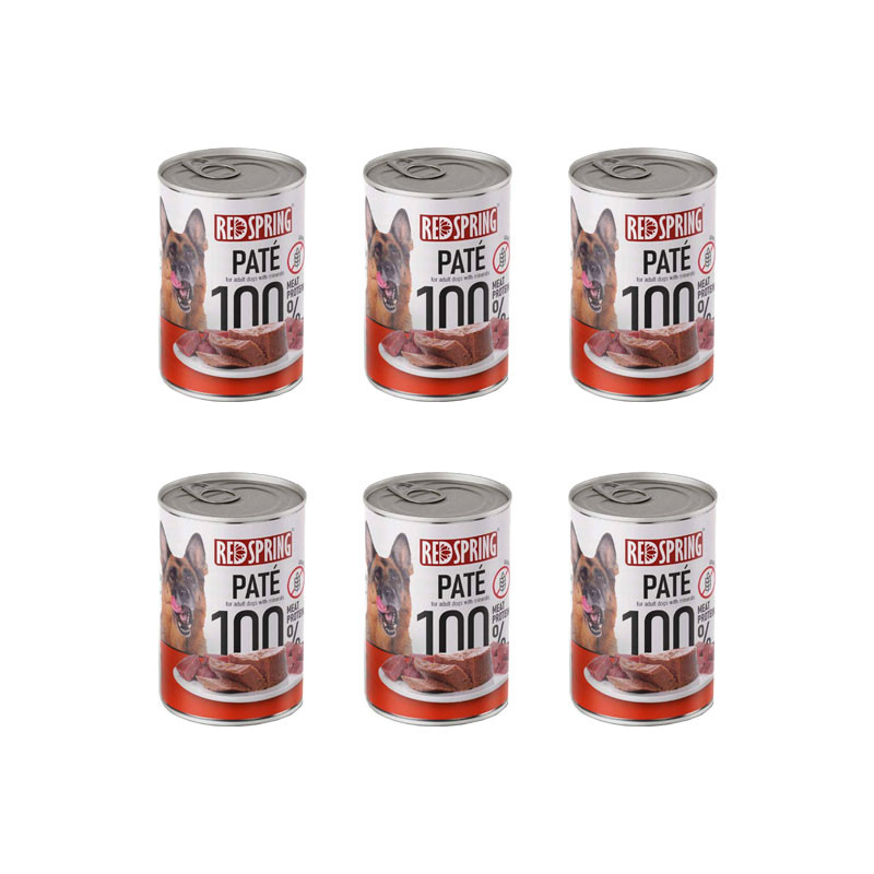 کنسرو غذای سگ بالغ رداسپرینگ مدل Redspring Dog beef طعم گوساله وزن 400 گرم  بسته 6 عددی