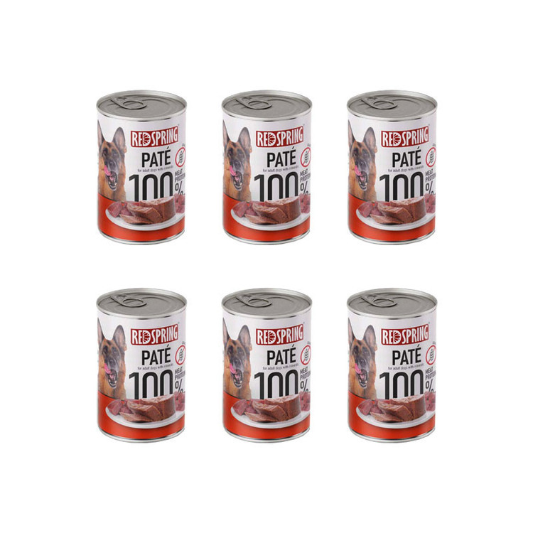 کنسرو غذای سگ بالغ رداسپرینگ مدل Redspring Dog beef طعم گوساله وزن 400 گرم بسته 6 عددی
