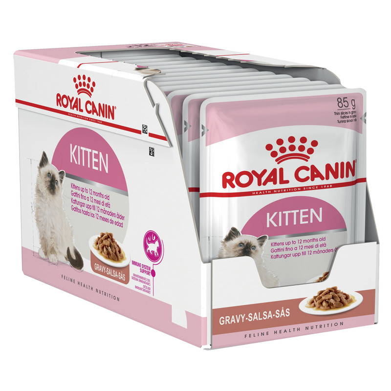 پوچ گربه رویال کنین مدل Kitten gravy وزن 1020 گرم بسته 12 عددی