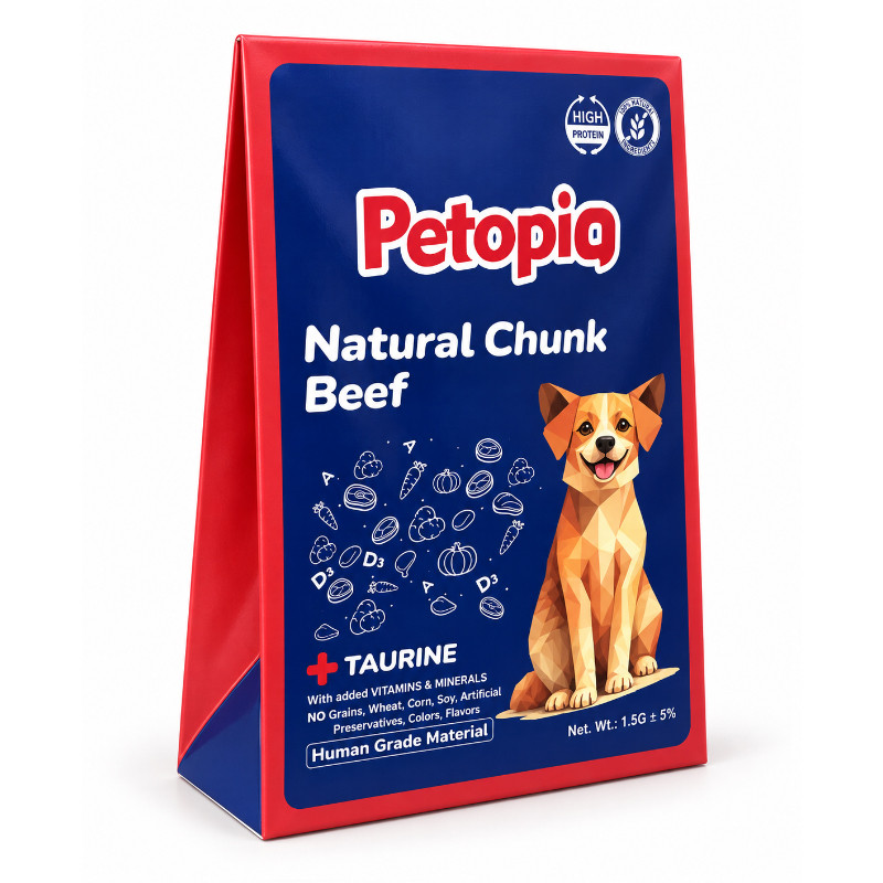پوچ سگ پتوپیا مدل Natural Chunk طعم گوشت گاو وزن ۱۸۵ گرم