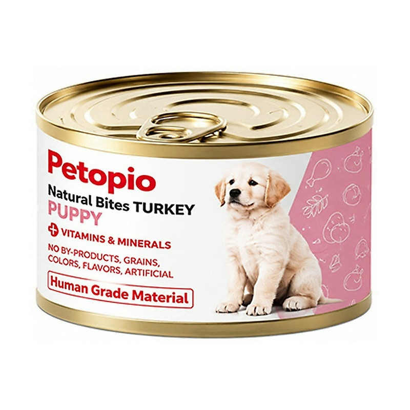 کنسرو غذای توله سگ پتوپیا مدل Natural Bites Puppy طعم بوقلمون در سس وزن ۱۱۰ گرم