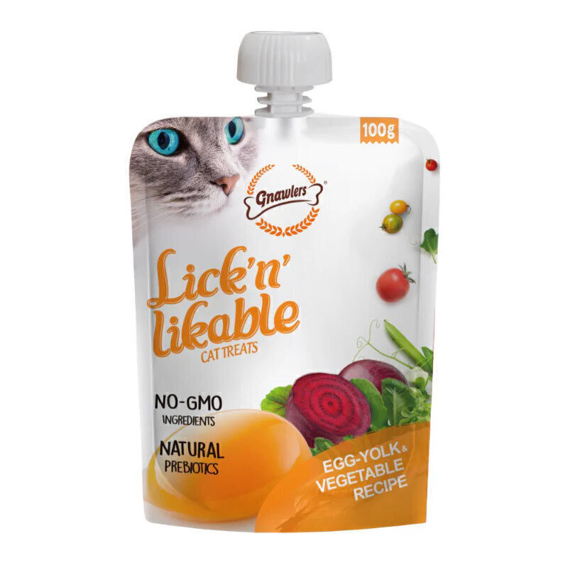 پودینگ گربه بالغ گناولرز مدل Lickable Treat با طعم تخم‌مرغ و سبزیجات وزن 100 گرم