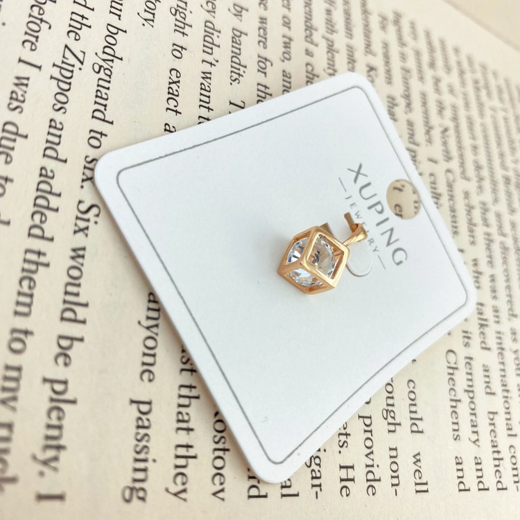 آویز گردنبند زنانه ژوپینگ مدل تک نگین مکعب کد N4167
