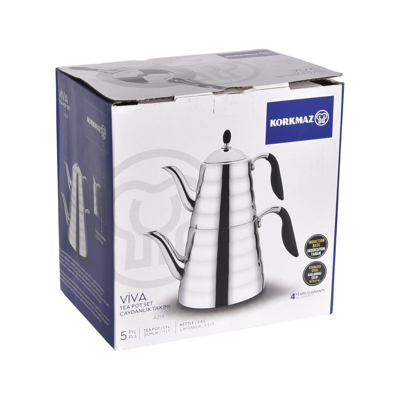 ست کتری و قوری کرکماز مدل VIVA کد 219 گنجایش کتری 2/5 لیتر و گنجایش قوری 1/1 لیتر