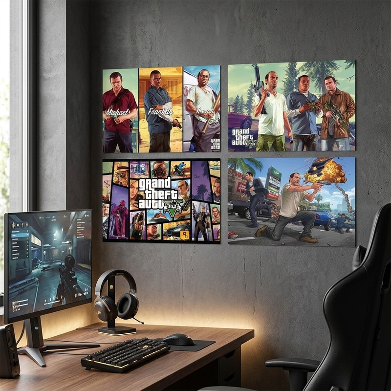 پوستر طرح GTA V کد A-1020 مجموعه 4 عددی