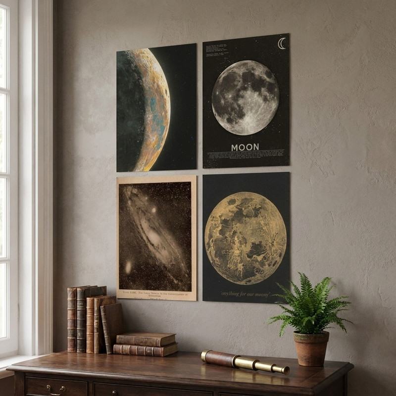 پوستر مدل وینتیج ماه بسته ۴ عددی