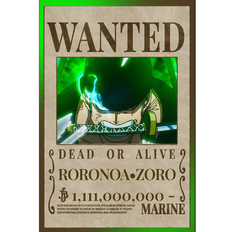 پوستر مدل تحت تعقیب وان پیس One piece طرح رورونوا زورو Roronoa Zoro کد 698