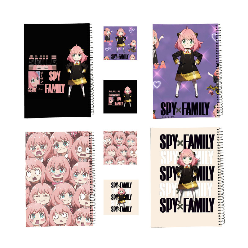 دفتر مشق 100 برگ طرح انیمه آنیا کد spy x family به همراه برچسب مجموعه 8 عددی