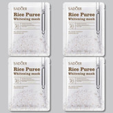 ماسک ورقهای صورت سادور مدل Rice Puree آبرسان، درخشان کننده، کوچک کننده منافذ باز پوست، جوان کننده، لایهبردار، روشن کننده، ضد چروک، محکم کننده، نرمکننده، مغذی، مرطوبکننده، محافظتکننده بدون الکل، حاوی ویتامین E و B6، مناسب انواع پوست بسته 4 عددی