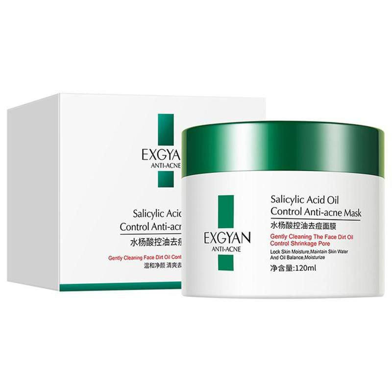 ماسک صورت آکنه سالیسیلیک اسید اکسگین حجم 120 میلی‌لیتر، کنترل‌کننده چربی، بستن منافذ، از بین برنده آکنه و جوش، پاکسازی سلول‌های مرده، پیشگیری از لک، روشن‌کننده پوست، مناسب انواع پوست