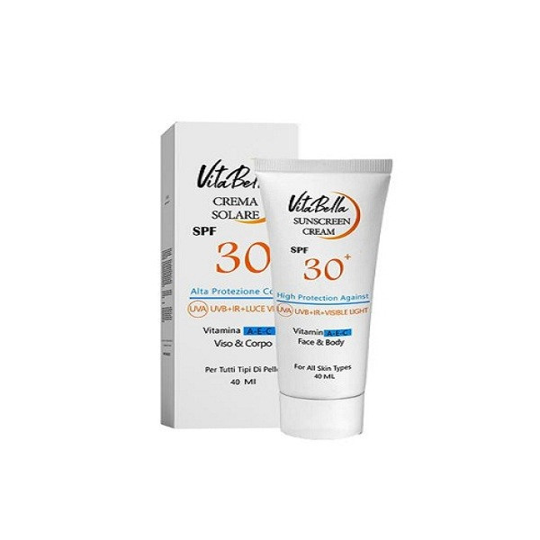 کرم ضدآفتاب بی رنگ ویتابلا SPF30 مدل 02 مناسب انواع پوست حجم 40 میلی لیتر