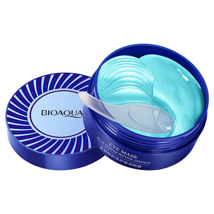 ماسک زیر چشم بایو آکوا مدل Blue copper peptide essence با بافت ژلهای، آبرسان قوی، روشنکننده، رفع تیرگی و پف، ضدچروک، آرامشبخش، حجم 80 میلیلیتر، مجموعه 6 عددی