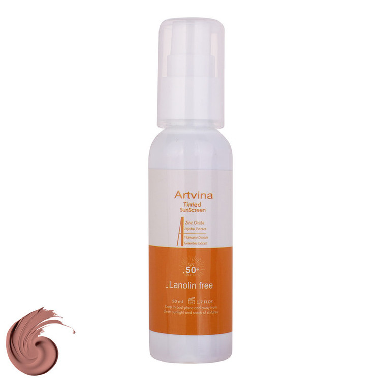 کرم ضد آفتاب رنگی آرت وینا SPF 50 مدل جوجوبا محافظ UVA ، UVB مناسب انواع پوست حجم 50 میلیلیتر