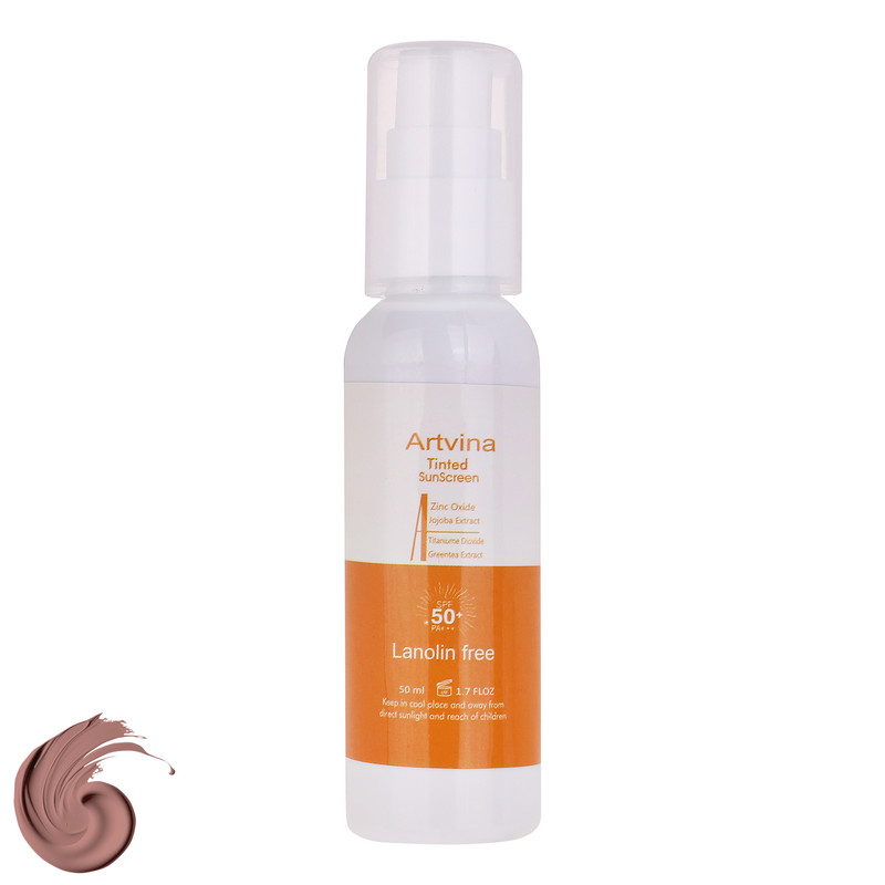 کرم ضد آفتاب رنگی صورت و بدن آرت وینا SPF50 مدل COVER  PA+++ مناسب انواع پوست حجم 50 میلی‌لیتر